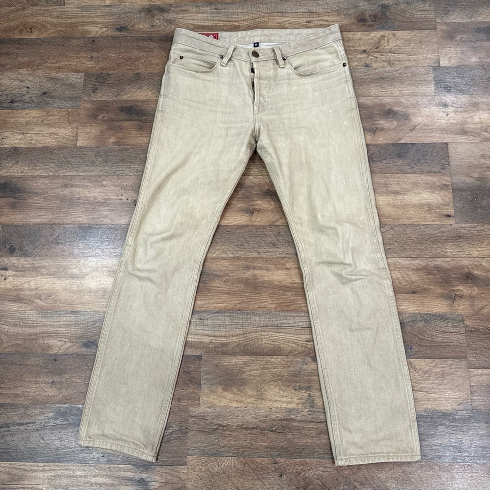 Freenote Cloth Jeans Mens 31x32 Beige Brown The Rios Slim Straight Button Fly